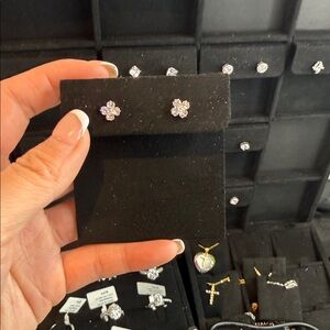 Elegant Silver Flower Stud Earrings